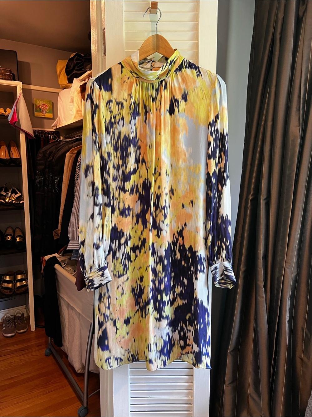 Lafayette 148 New York Giana Crepe Abstract Print Midi Dress